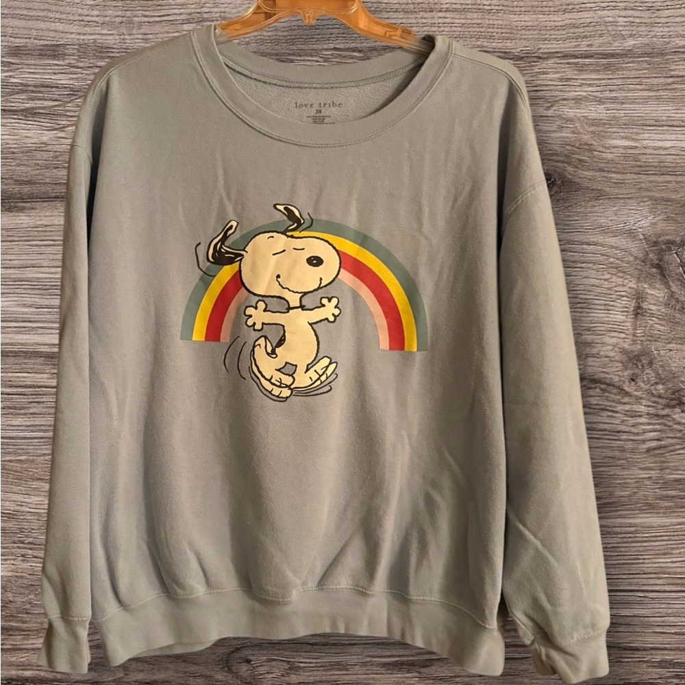 Love Tribe light blue Sweatshirt featuring Peanuts Snoopy - 3X